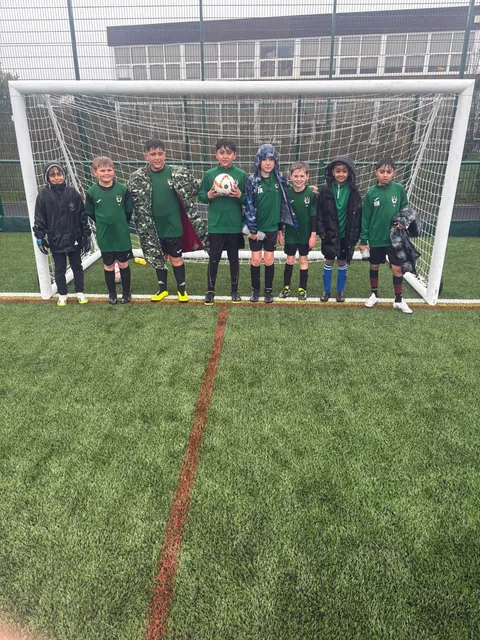 The team lined up in the goalmouth